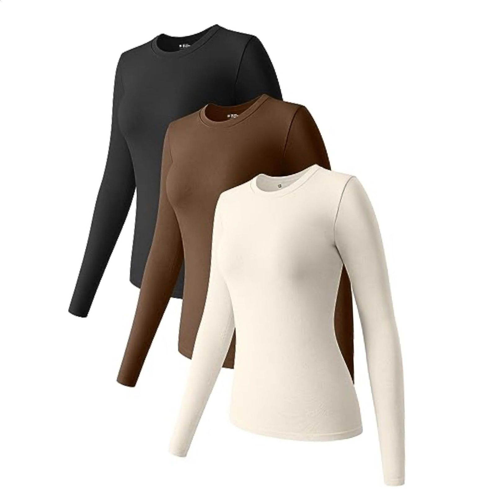 Autumn Winter Long Sleeve Top Round Neck Stretch Base Shirt T-Shirt Inner Wear for Women 260920