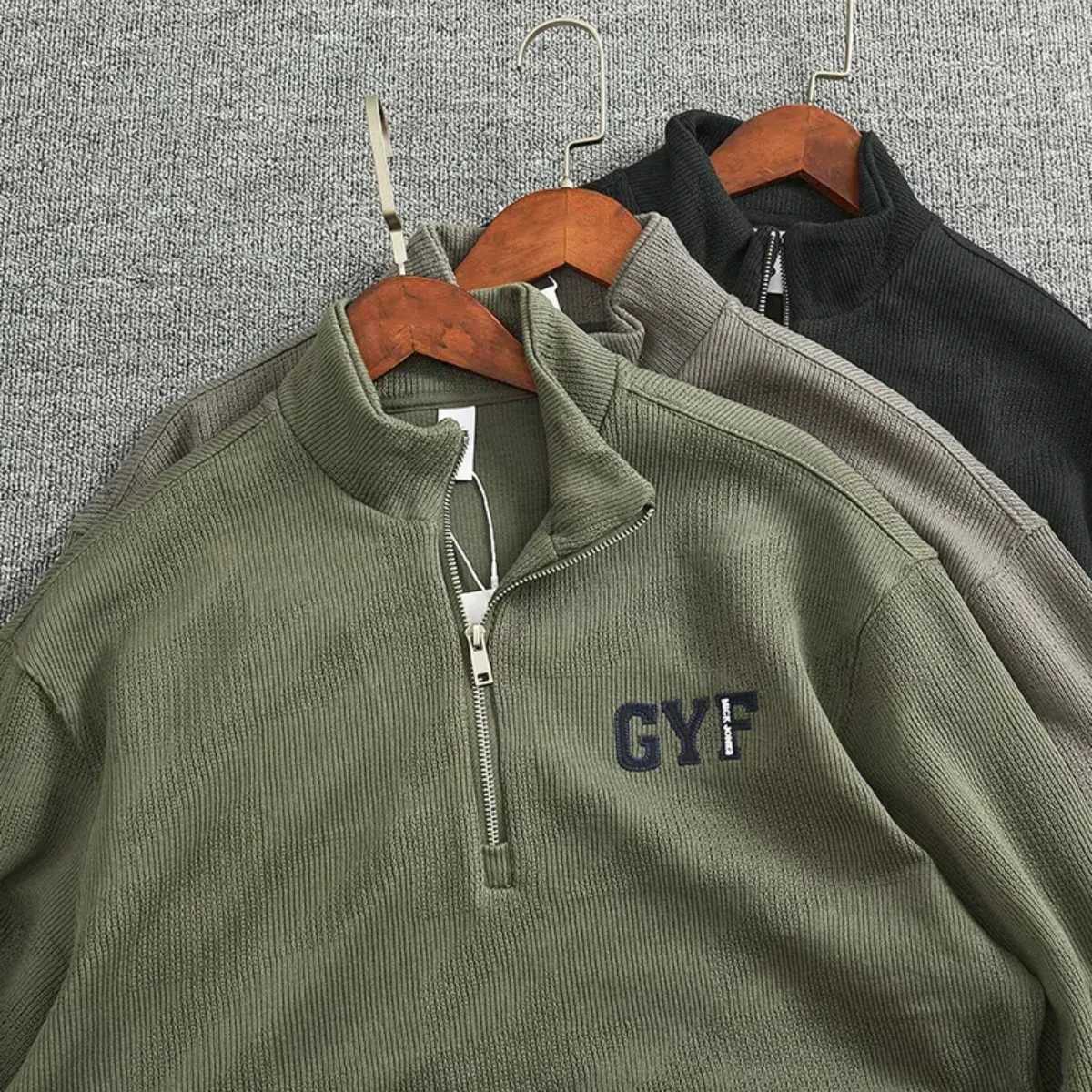 Men's Sweaters Autumn winter American zipper half-neck pullover men's knit hoodie men's loose large size stand collar coat X260919