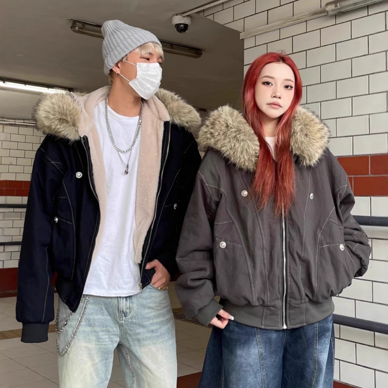 New Winter Fashion Warm Parka With A Large Faux Fur Collar Suitable Both Men Women And Designed For E Commerce
