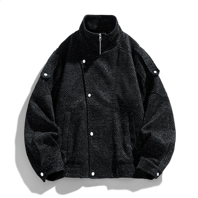 Mens Wool Blend Pea Coat Stand Collar Single Breasted Overcoat Warm Winter Trench Coat American Retro Short Zipper Woolen Coat 260920
