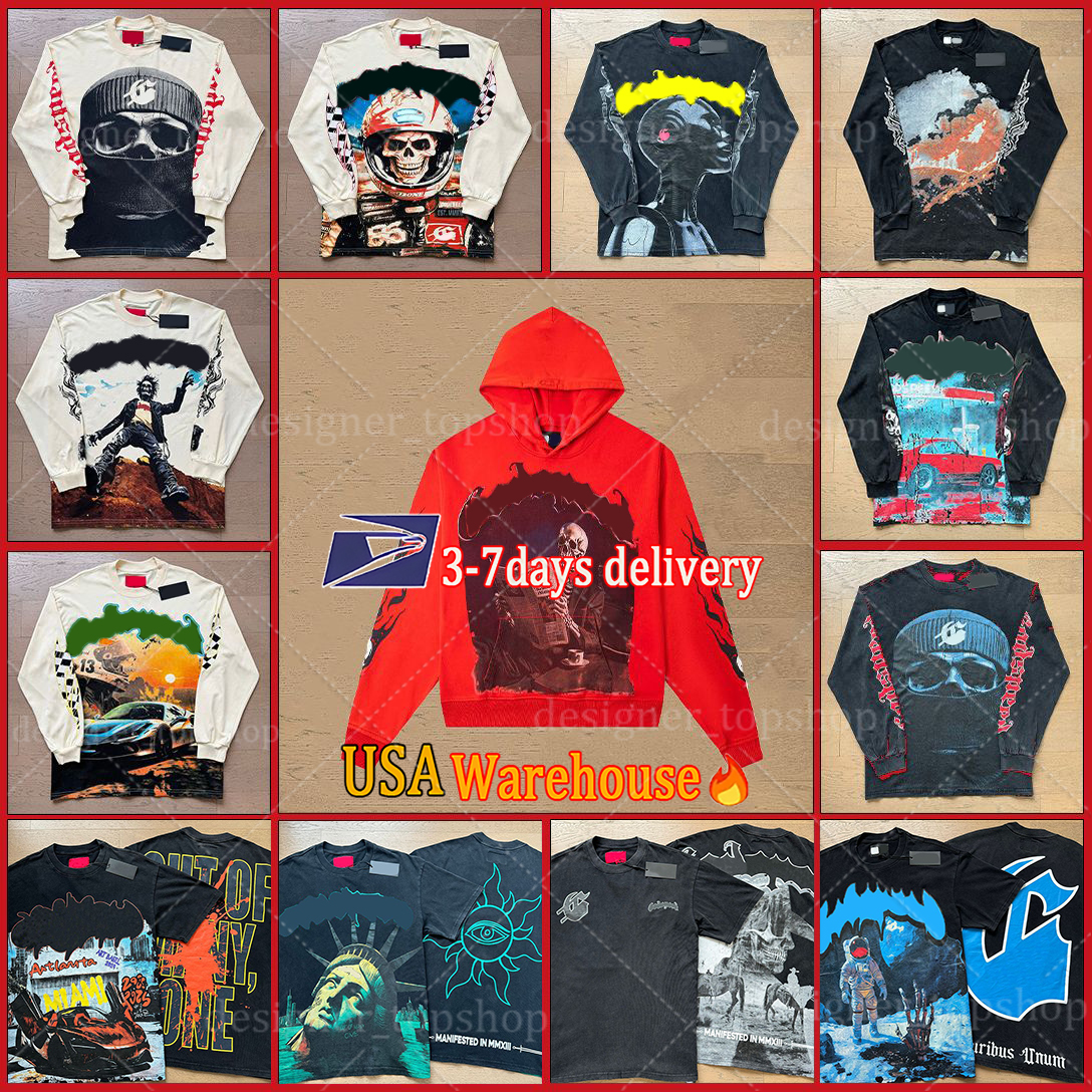 hoodies shirt designer mens hoodie graphic tee long sleeves hipster tshirt fabric cotton Street graffiti Letter foil all print Vintage washed colorf