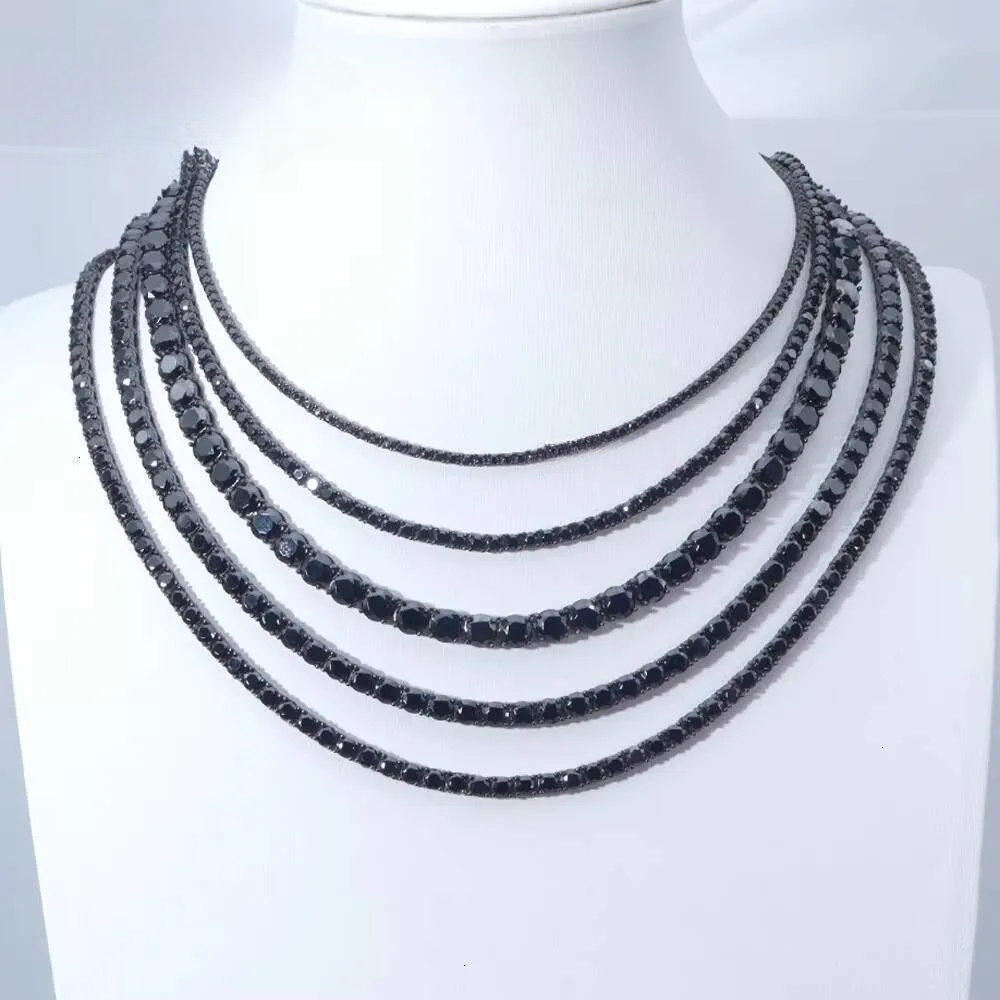 Pass Tester RTS Factory Hip Hop 925 Sterling Silver 3mm 35mm 4mm 5mm Diamond Necklace Iced Out Black Moissanite Tennis Chain
