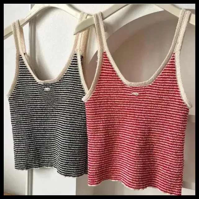 Women Outerwear Tank Top 2026 Embroidery ladies sleeveless Vintage Women's Tanks Camis Stripes Knitted Vest Sleeveless Sweater Casual 543