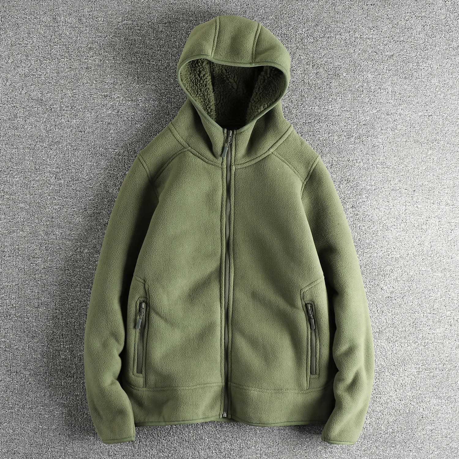 Men's Jackets Vintage polar fleece warm hooded jacket men's winter padded jacket with thickened grain fleece underneath X260919