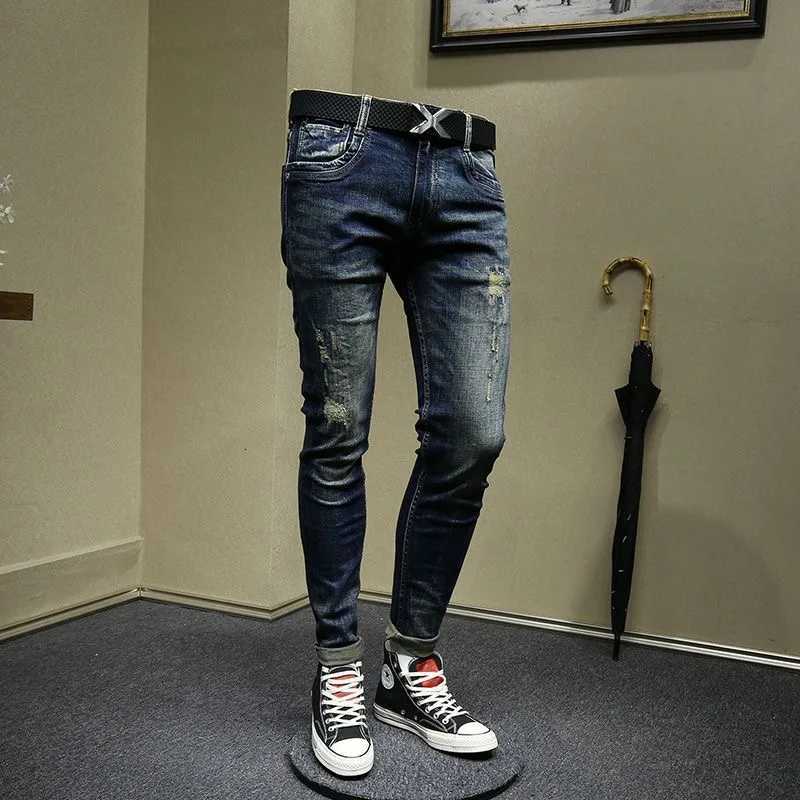Men's Jeans 2023 Spring and Autumn New Classic Fashion All-Match Stretch Jeans Men's Casual Slim Comfortable High Quality Small Foot Pants