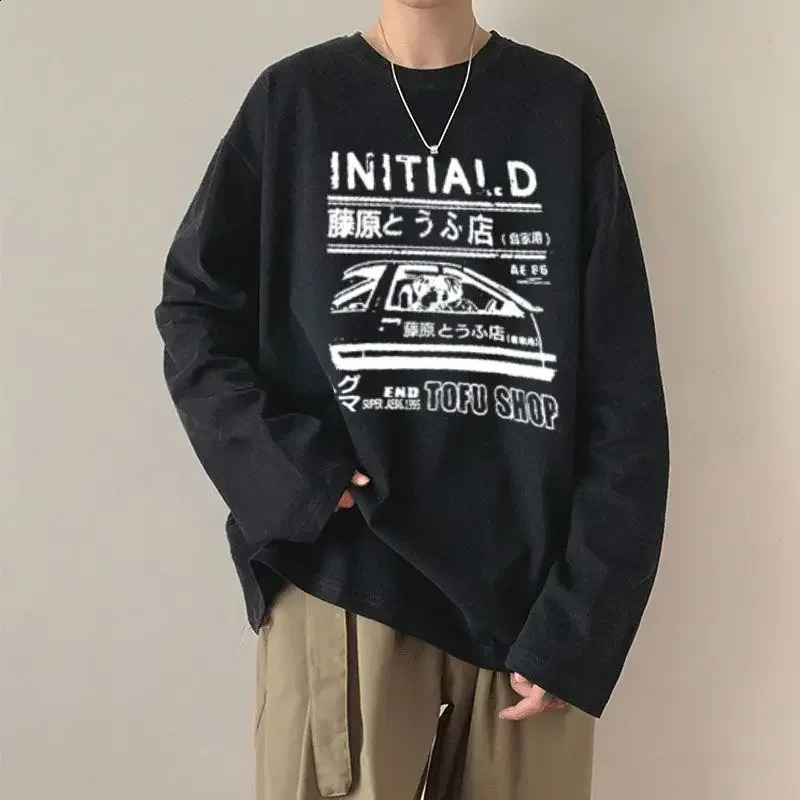 Mens Shirt Long Sleeves Spring Anime Streetwear ONeck HipPop Loose TShirts Autumn Vintage Oversized Y2k Tops Man Tees 260920