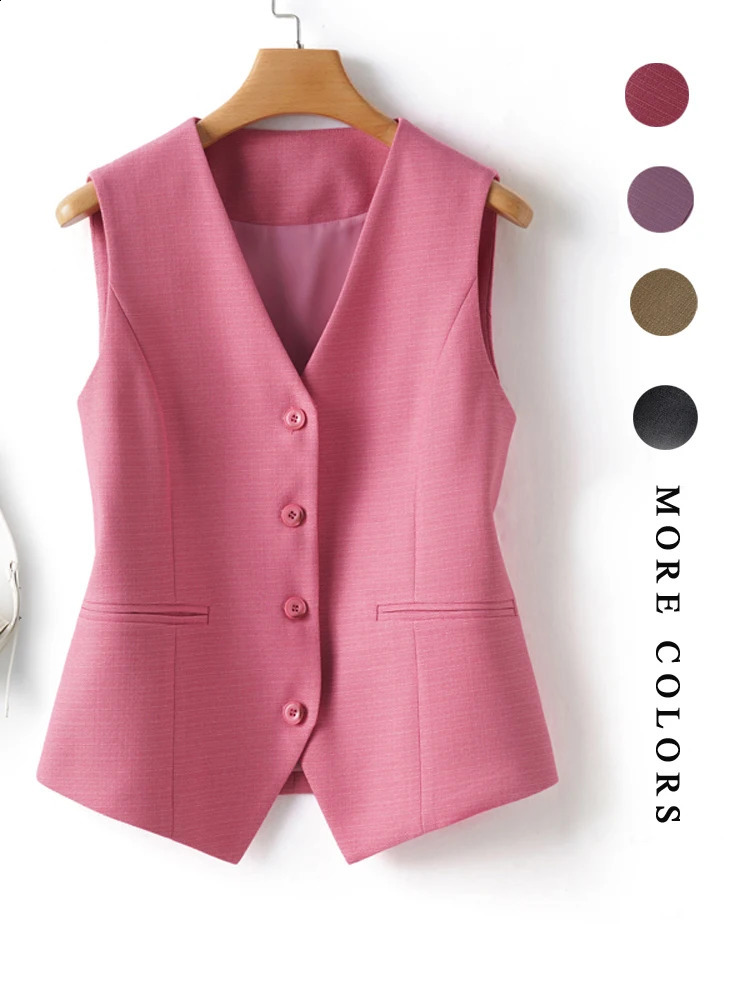 Fashionable Sleeveless Suit Vest for Women in Spring and Autumn SingleBreasted Short V Neck Top Layered with Workplace Elegant W 260911