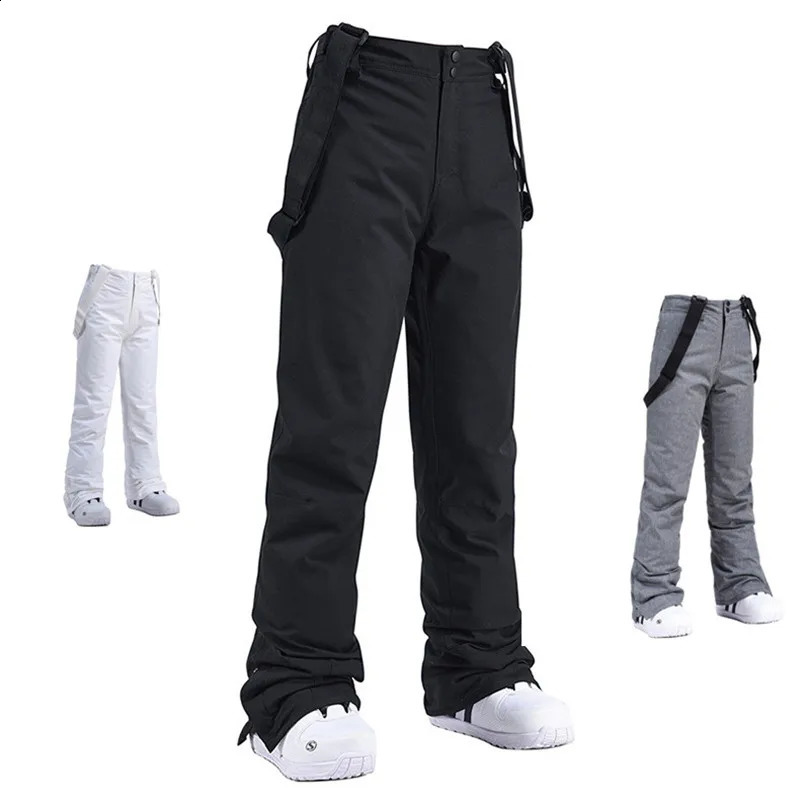 High Quality Men Women Winter Thick Warm Skiing Pants Windproof Waterproof Suspender Trousers Snow Snowboard Pants Plus Size 260920