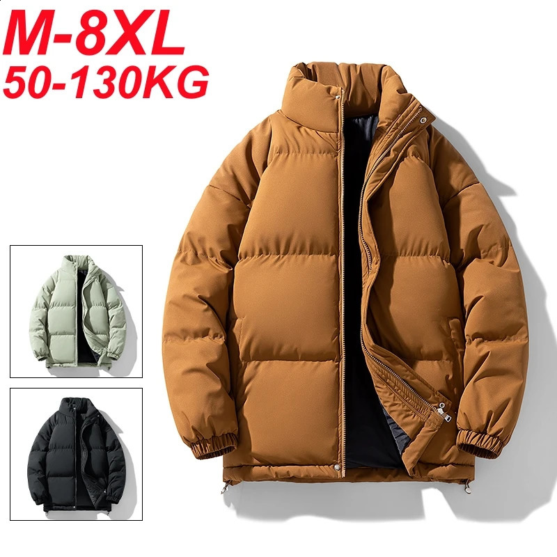 Winter Parka Men Brown Thick Warm Jackets Big Size 6xl 7xl 8xl Oversize Cotton Padded Windbreaker Outwear Waterproof Loose Coats 260920