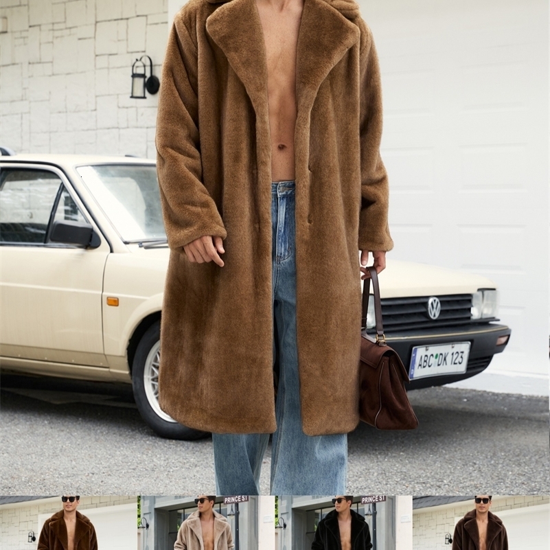 Mens Autumn Winter Long Coat Fur Collar Mink Warm Style Suit Mens Clothing 260920