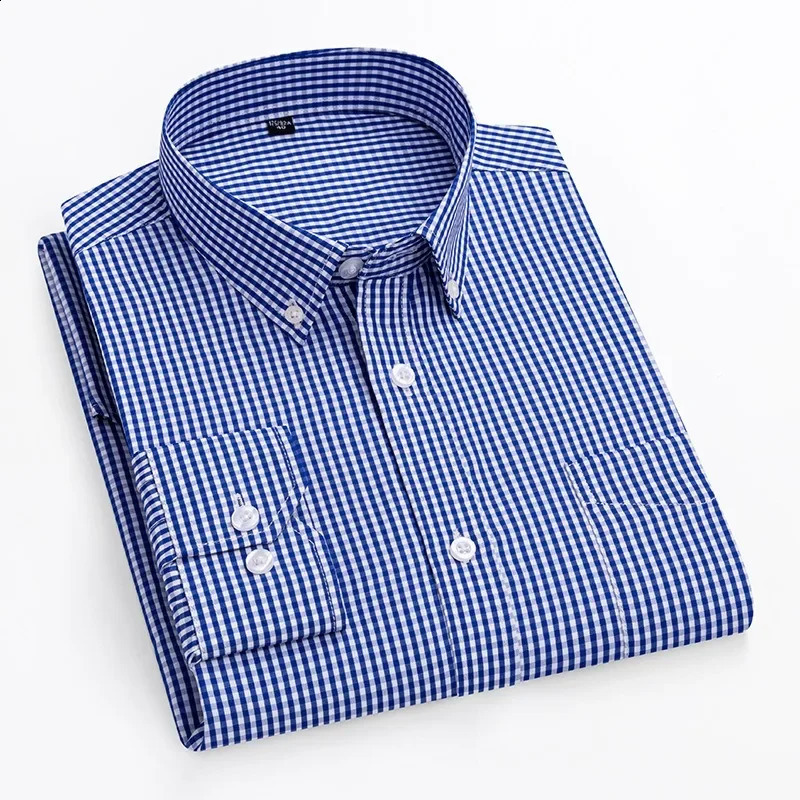 Thin Spring Summer 100% Cotton Shirts for Men Long Sleeve Checkered Dress Shirt Mens Blue Green Men Clothing Button Up Shirt 260920