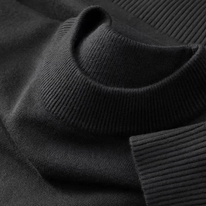 Autumn Sweater Mens Half High Neck Basic Solid Color Casual Versatile Round Knit with Slim Fit Elastic Inside 260920