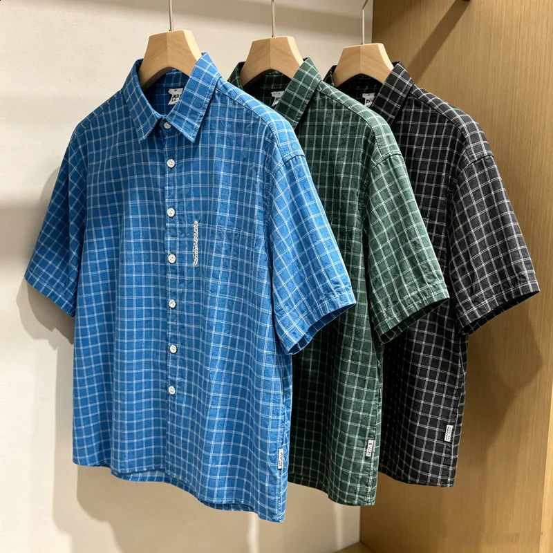Plaid Stripe MERTRA Pockets Shirt Summer Casual Clothes Men Women High Quality Loose Office Commuter Short Sleeve Shirt Blouse 260920