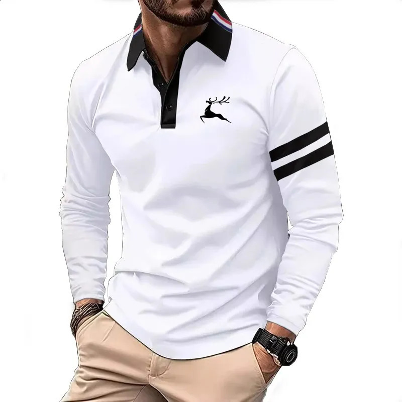 Autumn Mens Long sleeved Polo Shirt Fashion Casual Slim Fit Shirt 100% polyester mens clothing Outdoor sports polo y2k top 260920