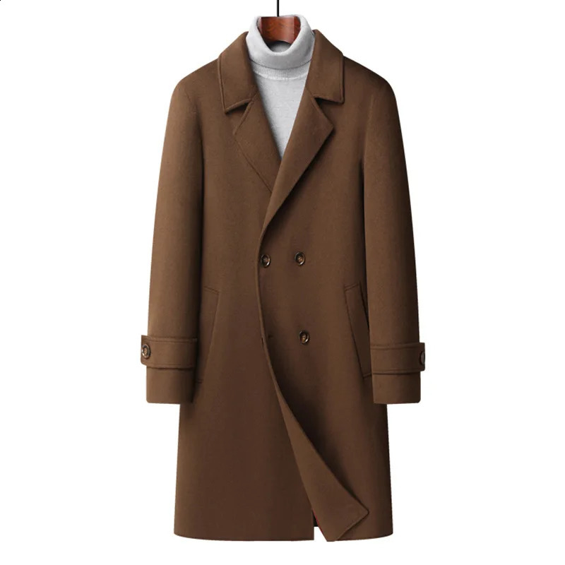 Winter Men Double-breasted Overcoats Business Casual Woolen Coats Quality Thicker Warm Cashmere Trench Coats Long Jackets 3X 260920