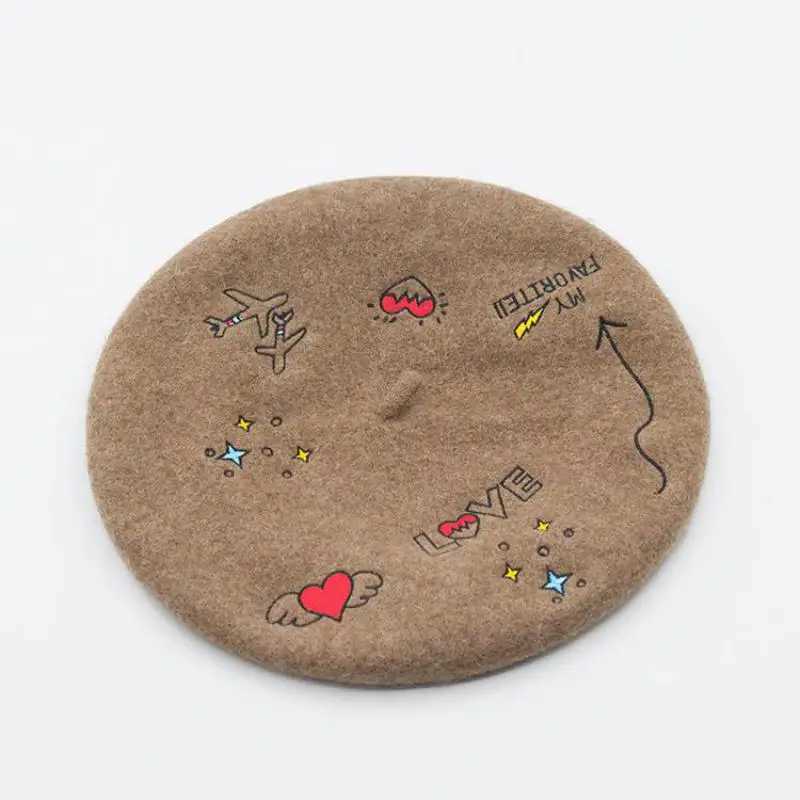 Hats Autumn Winter Berets COKK For Women Lady Wool Beret Artist Painter Cap Embroidery Beret Female England Vintage Boina Feminina N260919