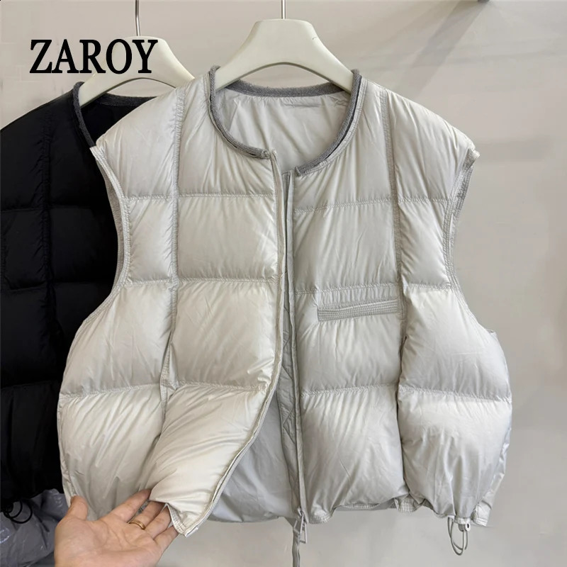 ZAROY Autumn Women's Jackets And Vests Casual O Neck Sleeveless Short Parkas Winter Warm Cotton Waistcoat All-match Vests Jacket 260918