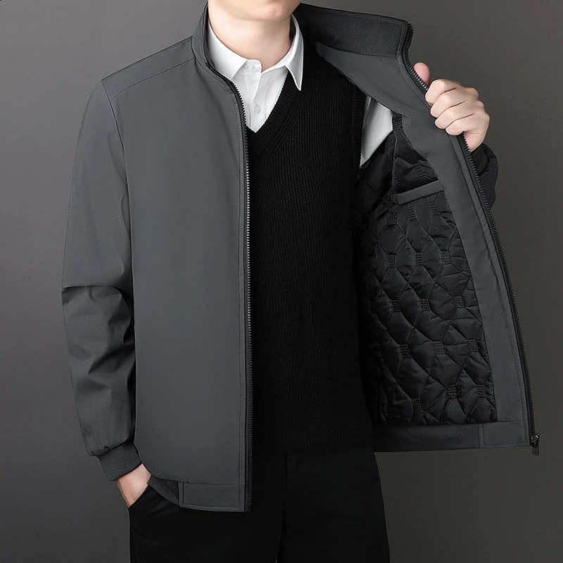 Cross border highend executive cotton jacket mens coat with plush and thickened warm stand up collar casual 260920