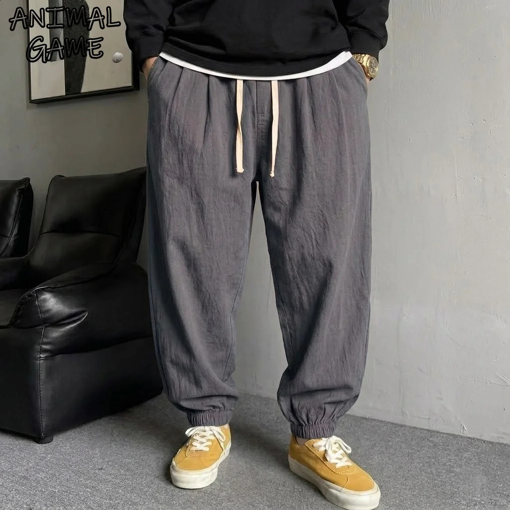 Mens Korean Streetwear Joggers Casual Harem Sport Pants Loose Fit Sweatpants Breathable Drawstring Hiking Trousers for Men 260920