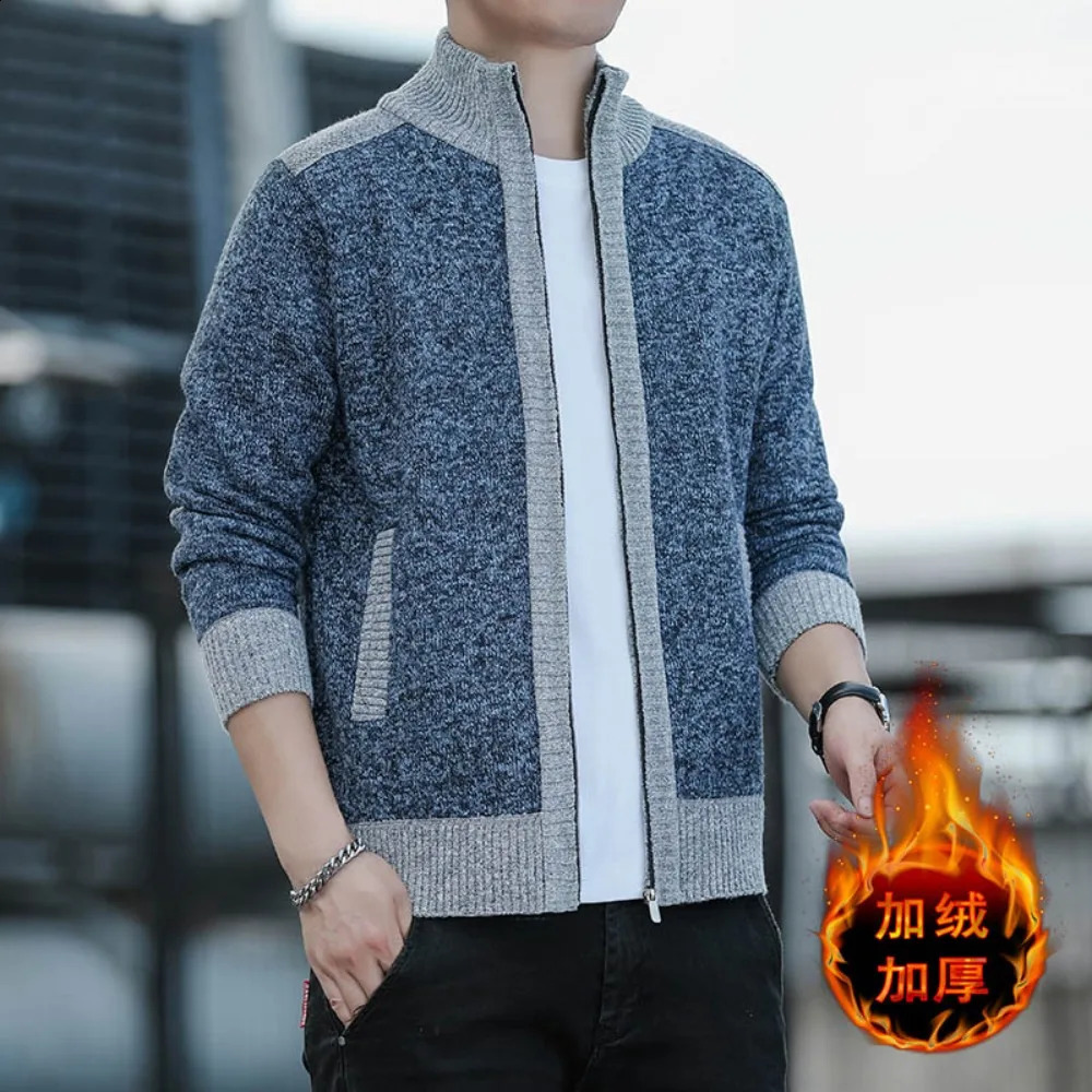 Cardigan Sweater Jacket Men's Fall Fashion Knit Standup Collar Casual Warm Sweatercoat 260910