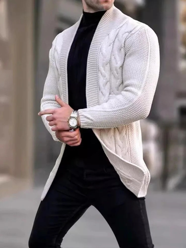 2026 Autumn Men Casual Fashion Cardigan Sweater Elegant Solid Color Knit Coat Hombre Tops Male Allmatch Outwear Men's Clothing 260918