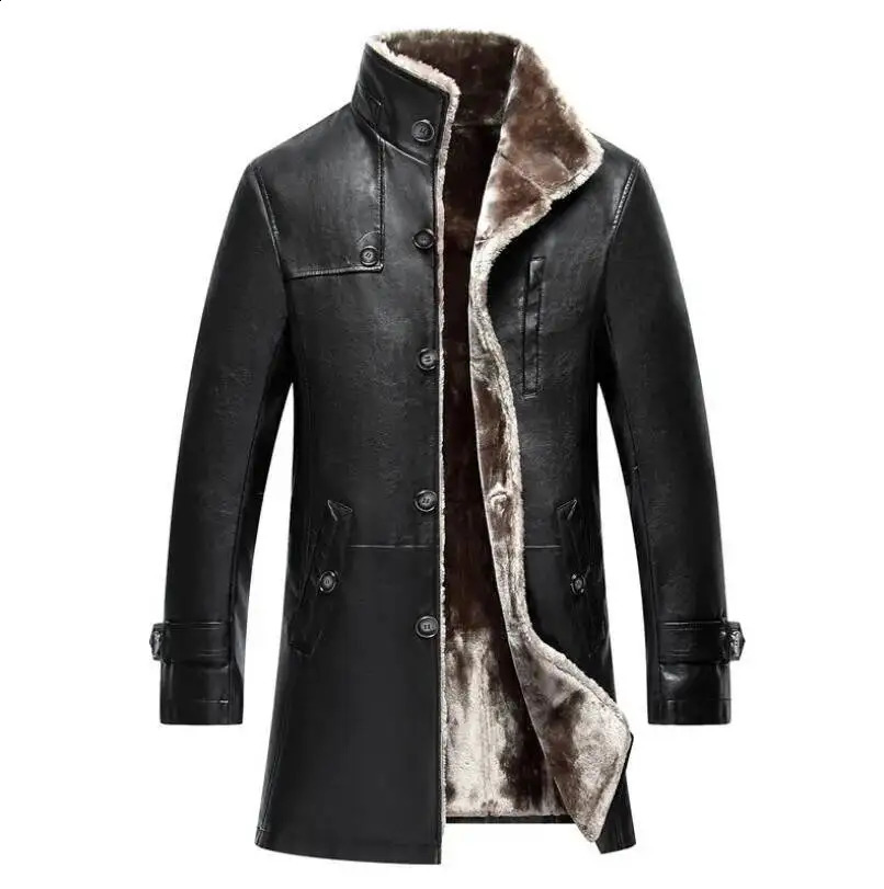 Abbigliamento uomo Cappotto in vera pelle di pecora Inverno Parka Pelliccia lunga peluche Spessa Oversize Pelle di pecora Giubbotti per uomo M-5XL 2