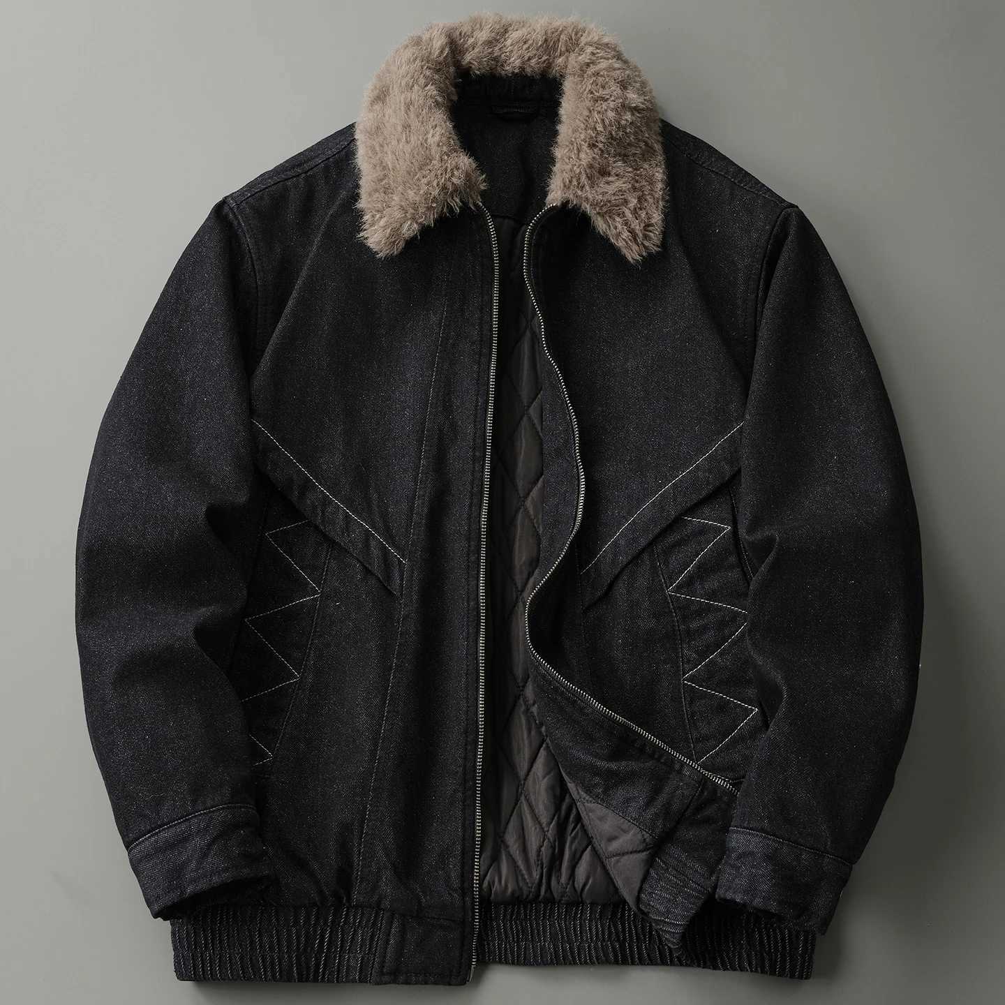 Men's Jackets Winter black and cotton denim jacket men's American fashion brand loose cotton coat thickened warm cotton jacket X260919