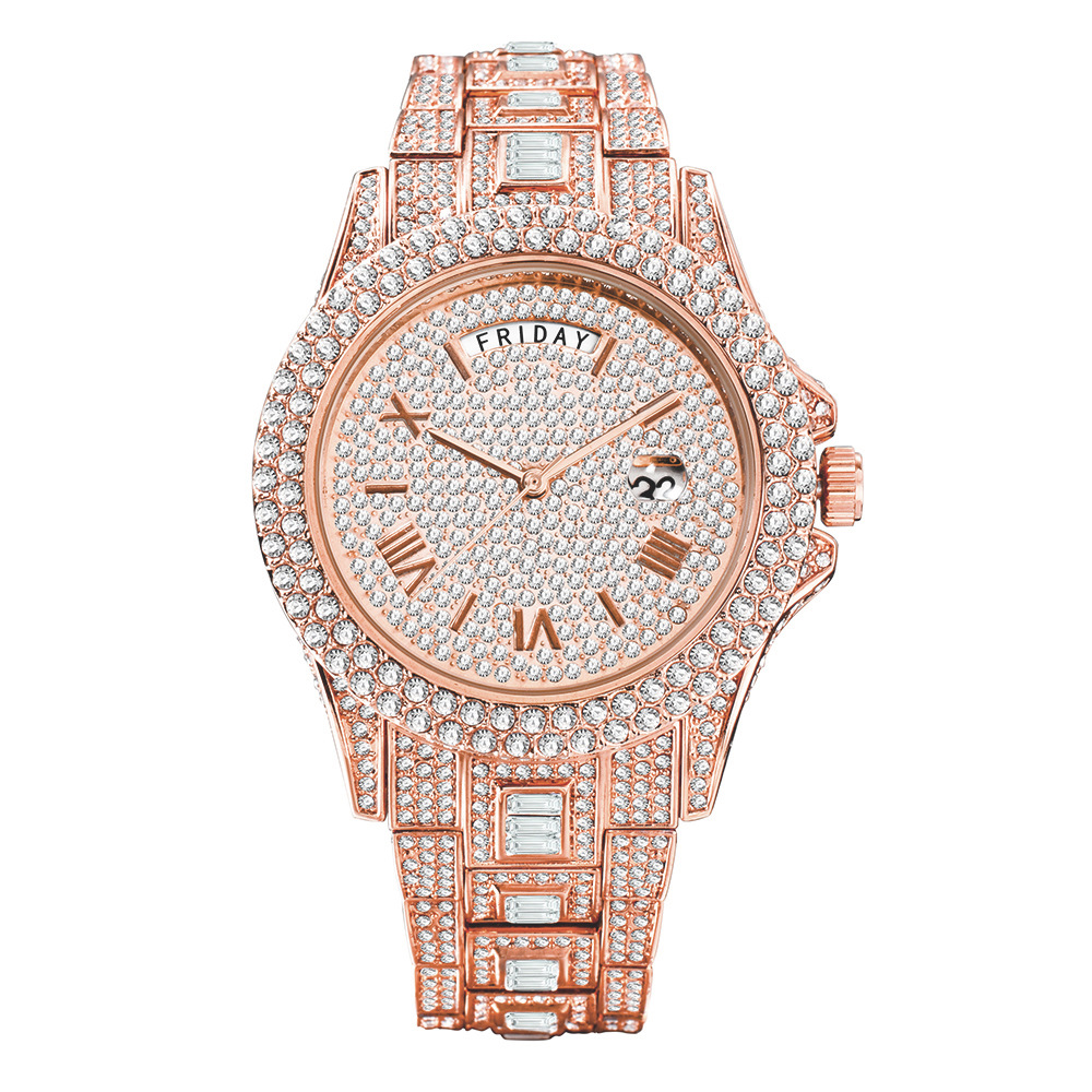 Fashion Designer Watches Full Iced Out Watch For Men Luxury Gold Hip Hop Diamond Quartz Mens Watches Waterproof Day Date Clock