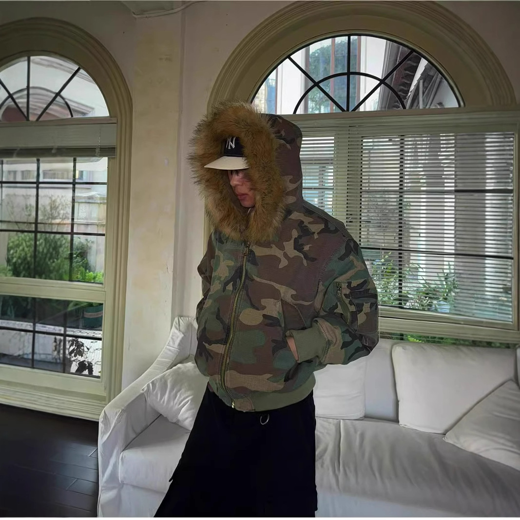 New Reversible Mountain Eagle Collar Camouflage Fleece Lined Thickened Jacket Men S Trendy Cotton Coat