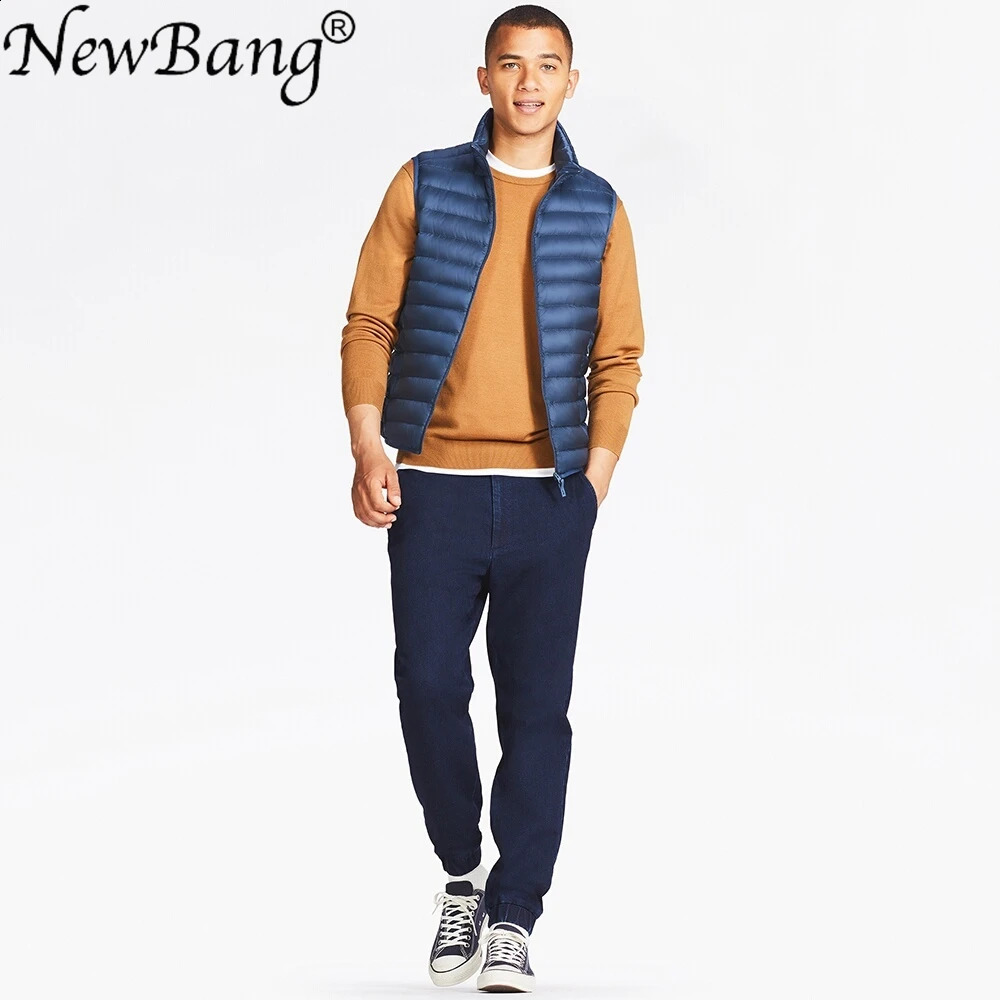 Bang Men Sleeveless Warm Vest Ultra Light Down Vest Man Winter Solid Sleeveless Jacket Mens Lightweight Waterproof Vests 260920