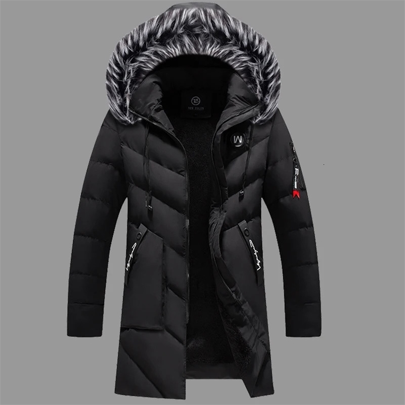 Male Solid Cotton Outwear Coats Men's Thick Fleece Winter Jacket Fashion Fur Hooded Warm Cooton Parka Windbreaker Plus Size 6XL260918ww