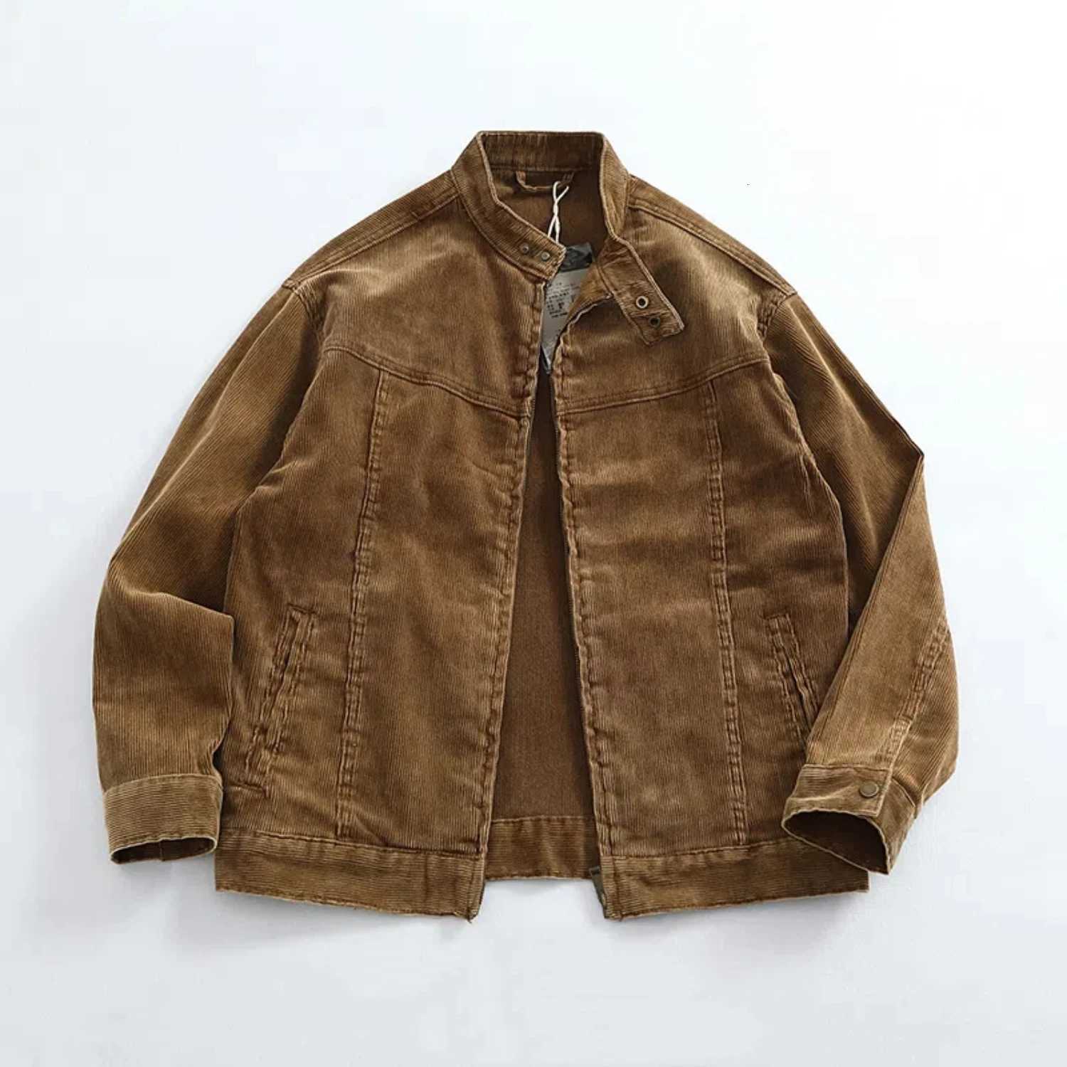 Giacche da uomo Giacca vintage con fibbia da moto da uomo casual moda autunnale americana per fare il vecchio cappotto di velluto a coste lavato di