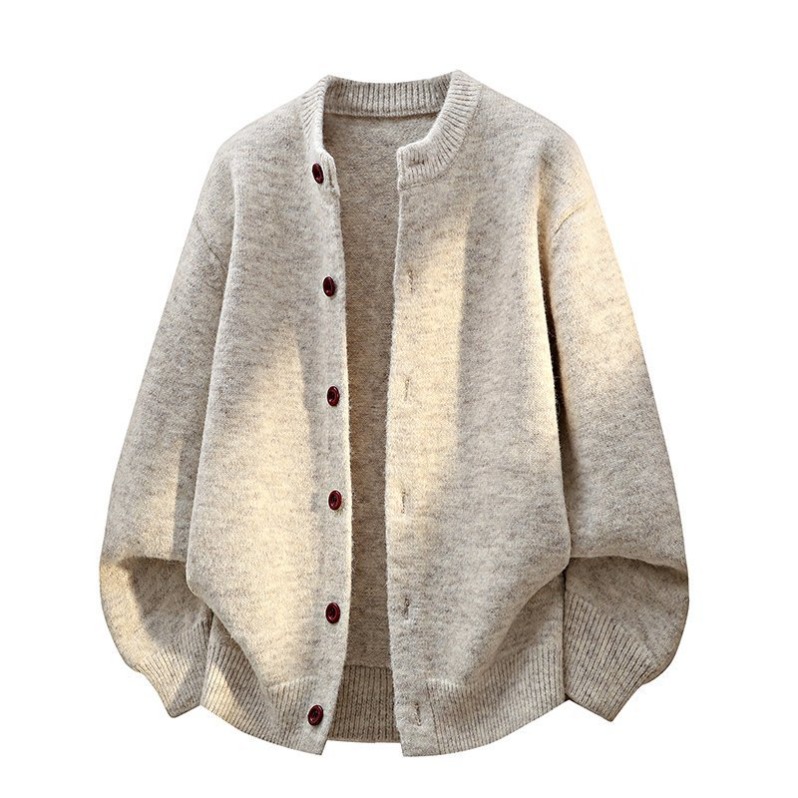 Men's Wool Cardigan Stand Collar Single Breasted Knitted Sweater Autumn Winter Solid Color Casual Outerwear For Men