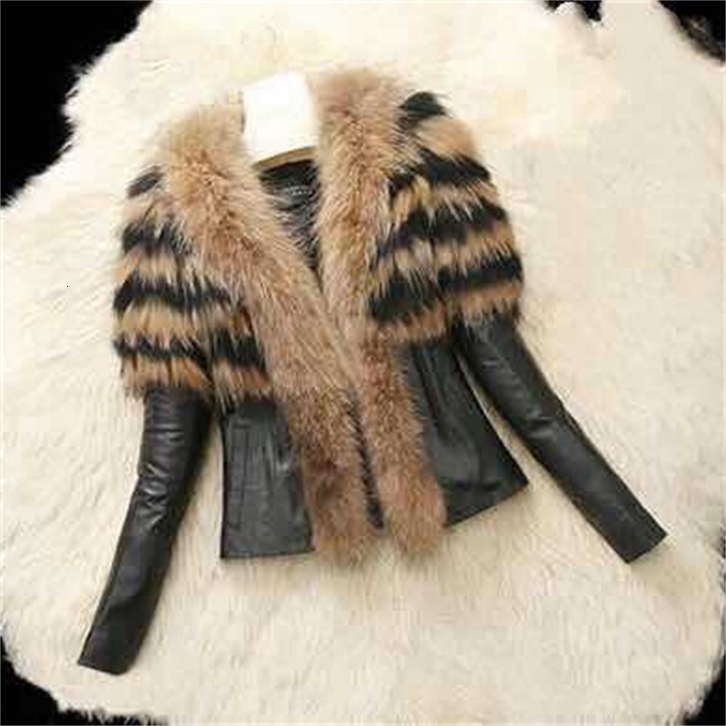 plus Size Fur PU Leather Women's Jacket Coat Simulation Outerwear S6XL Enhanced British Style Thickened y260907
