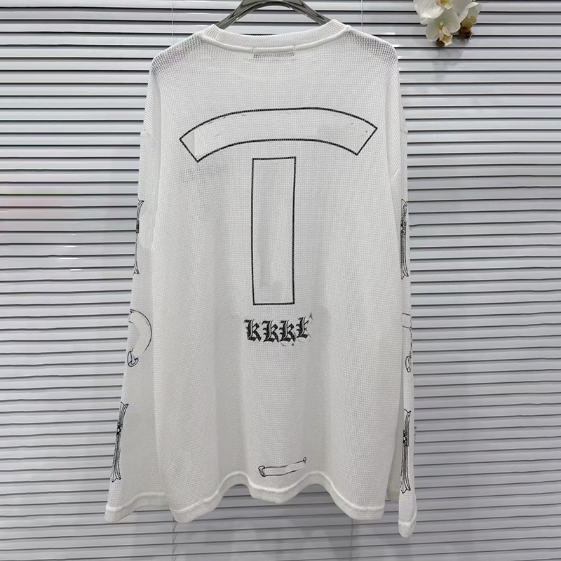 Luxury Women Mesh Loose Shirt Graphic Print Round Neck See Through Top Autumn Beach Vacation Street Y2K Cover Up Blouse
