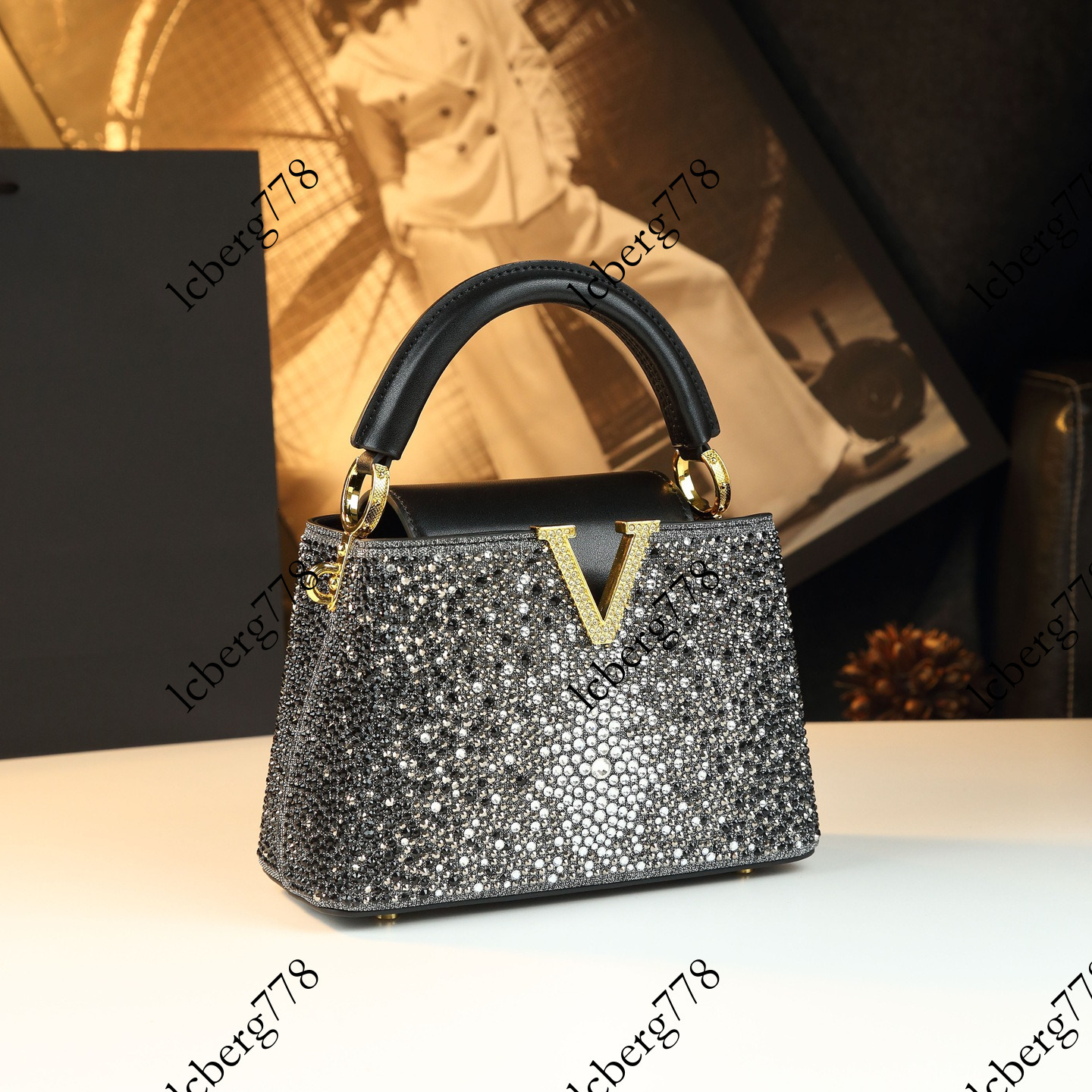 designer New Women s Versatile Shoulder Light Luxury Elegant Handbag Grand Diamond Encrusted Small Genuine Leather Crossbody Bag