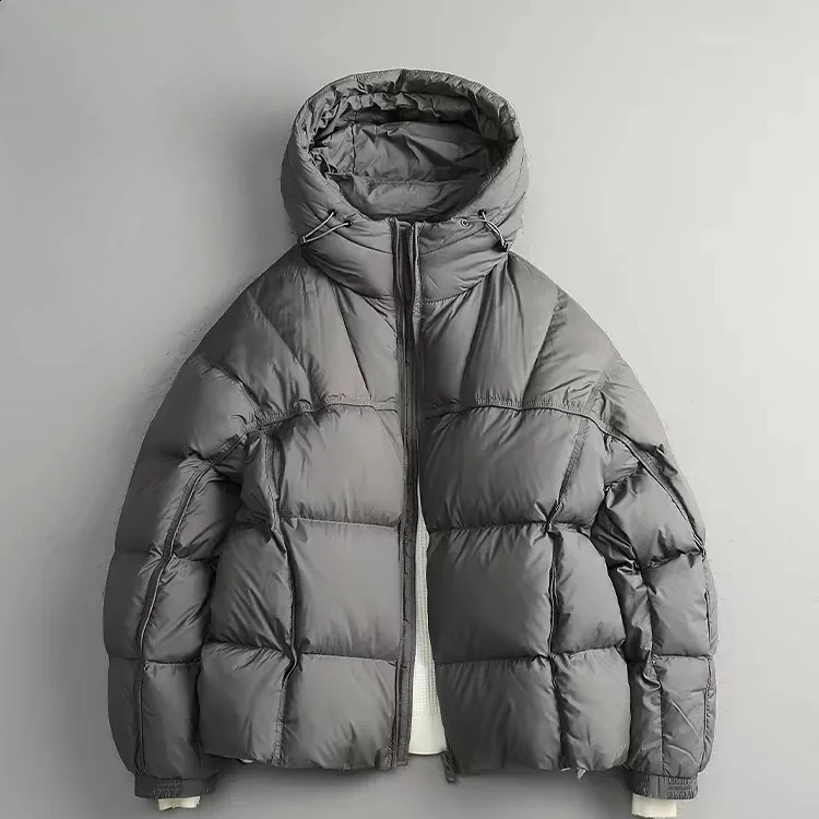 2026 Fashion Solid Color Puffs Hooded Jacket Men Winter Thick Warm Down Coats Male Loose White Duck Outerwear D09 260920