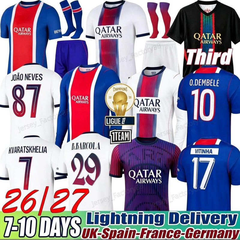 paris st germain 26 27 O.Dembele jersey Kvaratskhelia Vitinha JOAO NEVES maillot de football Ferran kids kits D.DOUE HAKIMI Godts N.MENDES Night Edi