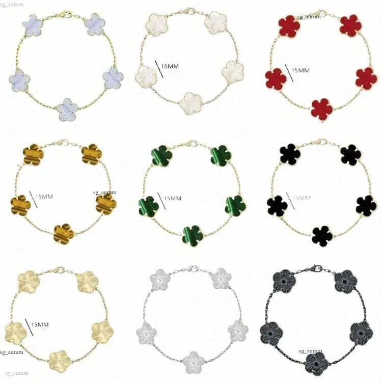 women 4/four leaf clover plated gold bracelet red green white shell agate charm luxury woman designer jew a2Co