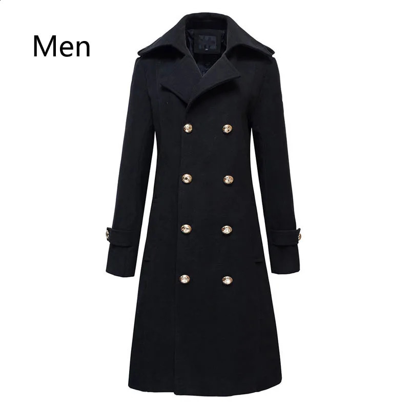 Winter Mens Military Double Breasted Wool Blend Long Jackets For Man Female Cotton Padded Warm Long Coats Male Windbreakers 260920
