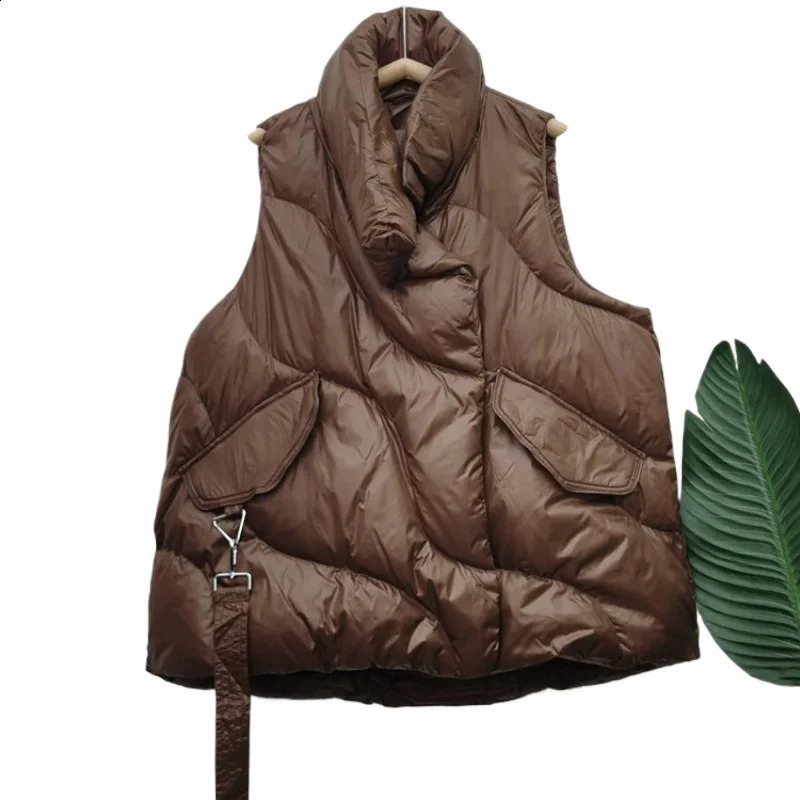 Winter Down Cotton Vest Women Loose Solid Sleeveless Jacket Coat Black White Warm Vests Autumn Lightweight Waistcoat Female 260911