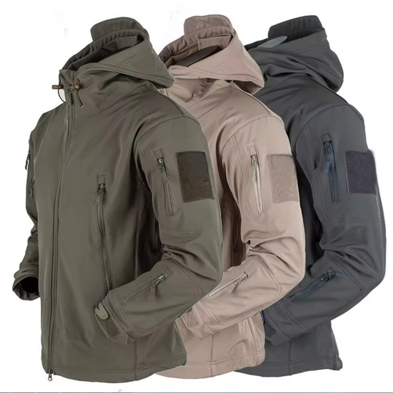Military Shark Skin Soft Shell Jackets Men Tactical Windproof Waterproof jacket men Army Combat Jackets Mens Hooded Bomber Coats260918ww