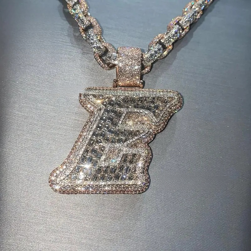 Rapper Charm Shiny High Quality Name Real LAB Grown Moissanite Diamond Iced Out Initial Letter Custom Pendant