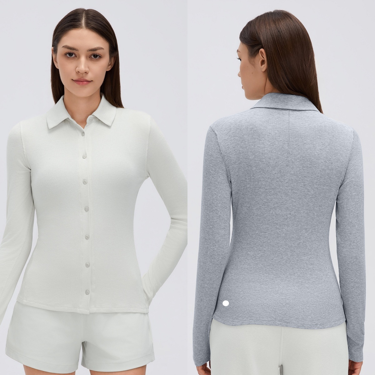 UU-L6590 Modal Womens Fitness Yoga Wear with Easy Access Buttons Soft Comfortable Athletic Tops for Everyday Use Women's Simple Lapel Shirts Sp