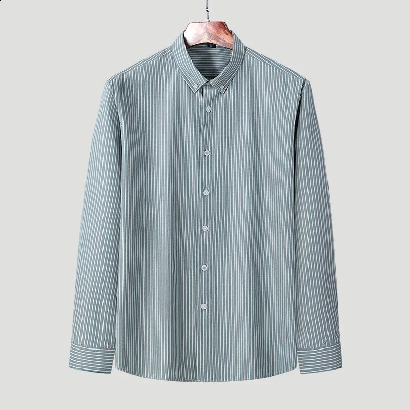 Spring Autumn Men's Striped Regular Turn-down Collar Long Sleeve Casual Trendy Simple Basic Shirt Coats Male Clothes Tops 260920