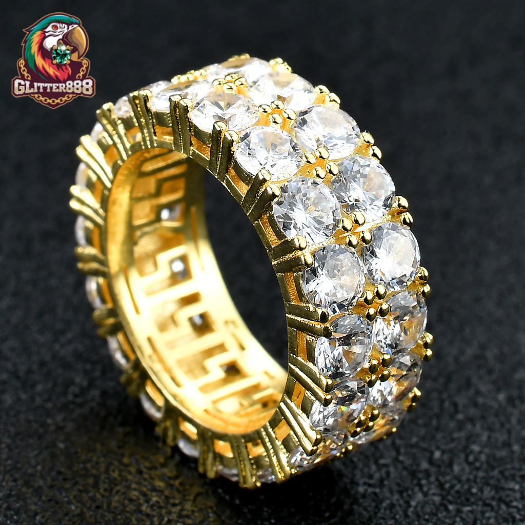 Custom OEM Moissanite Men's Ring Hip-Hop Jewelry 925 Sterling Silver Iced-Out Eternal Band with GRA Certificate