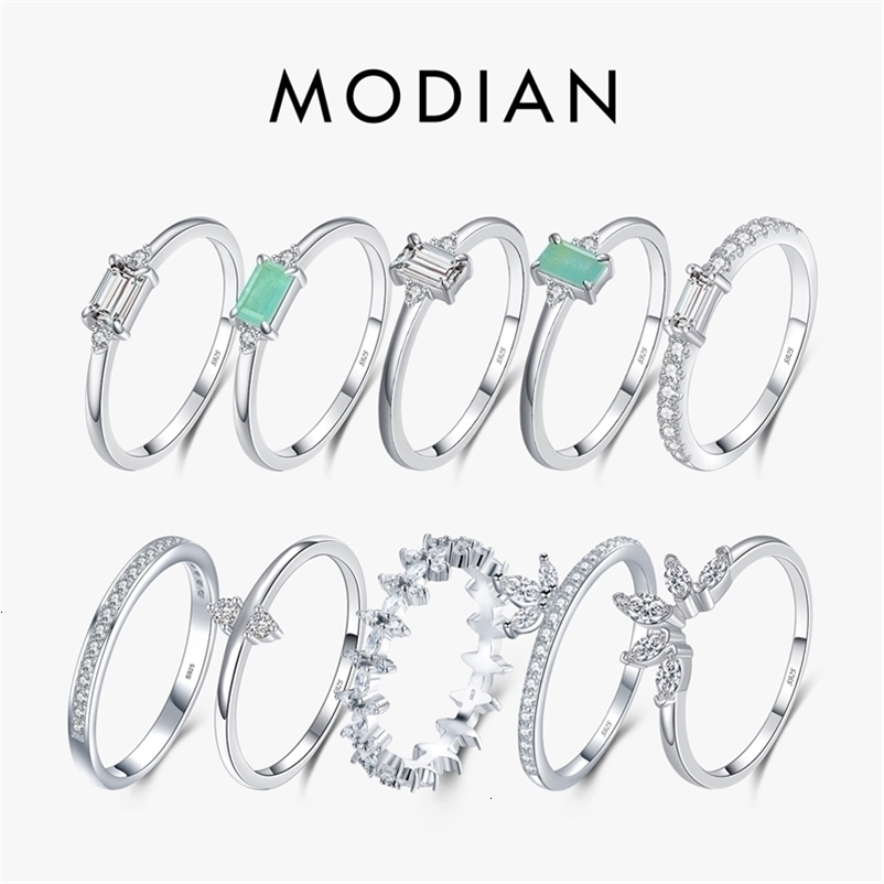 MODIAN Fashion 100% 925 Sterling Silver Tourmaline Finger Rings Classic Clear CZ Wedding Jewelry For Women Engagement Fine Gift 260918