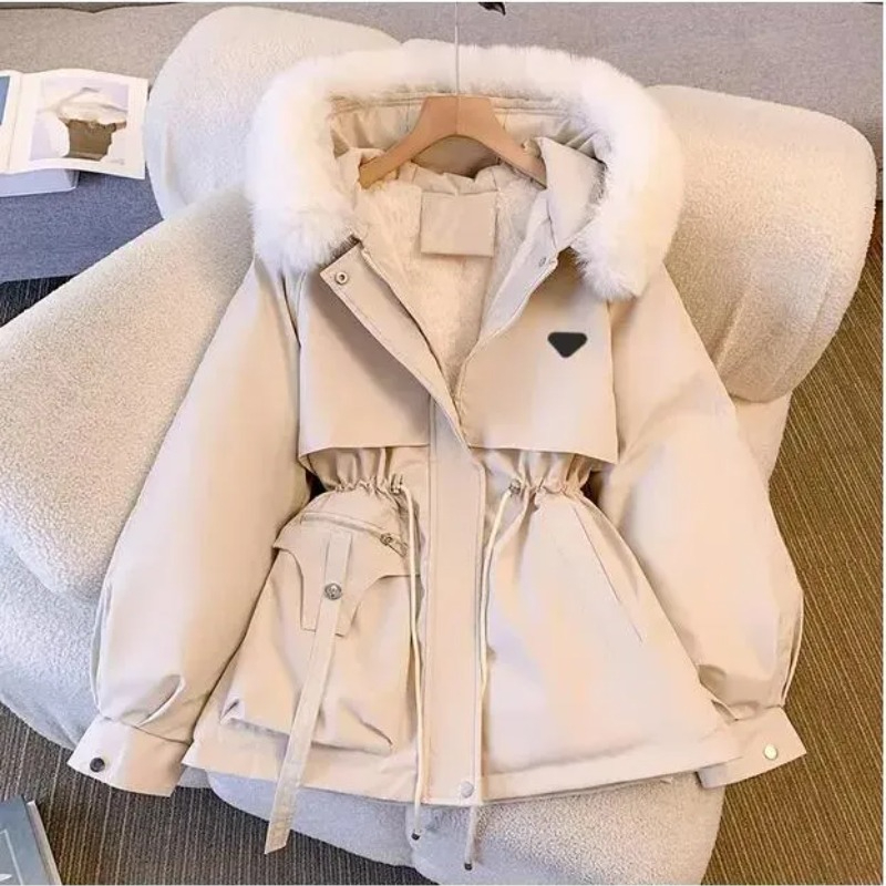 Winter Jacket Women Down Parkas Jackets Womens Large Collar Parisian Designer Fox Fur Thickened Parka Fashion Body Warm Waist Hooded Coat Plus Size