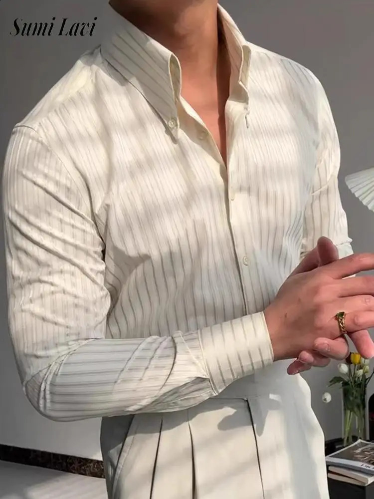 Outdoor Casual Men's Shirts Classic Turn-down Collar Buttoned Striped Printed Shirt For Mens Autumn Fashion Long Sleeve Cardigan 260920