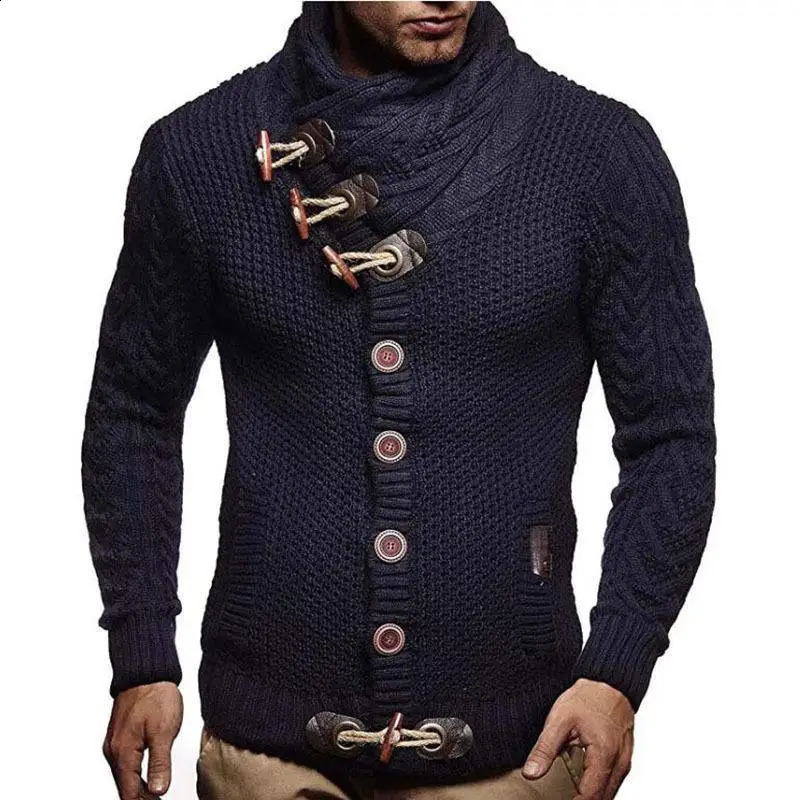 Mens Knitted Turtleneck Winter Cardigan Sweaters Warm Comfortable Fashionable Male Knitwear for Cold Weather 260920